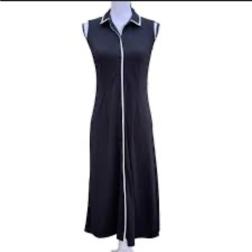 Talbots Tipped Jersey Shirtdress Black White Pipping Woman Size 1XP NEW